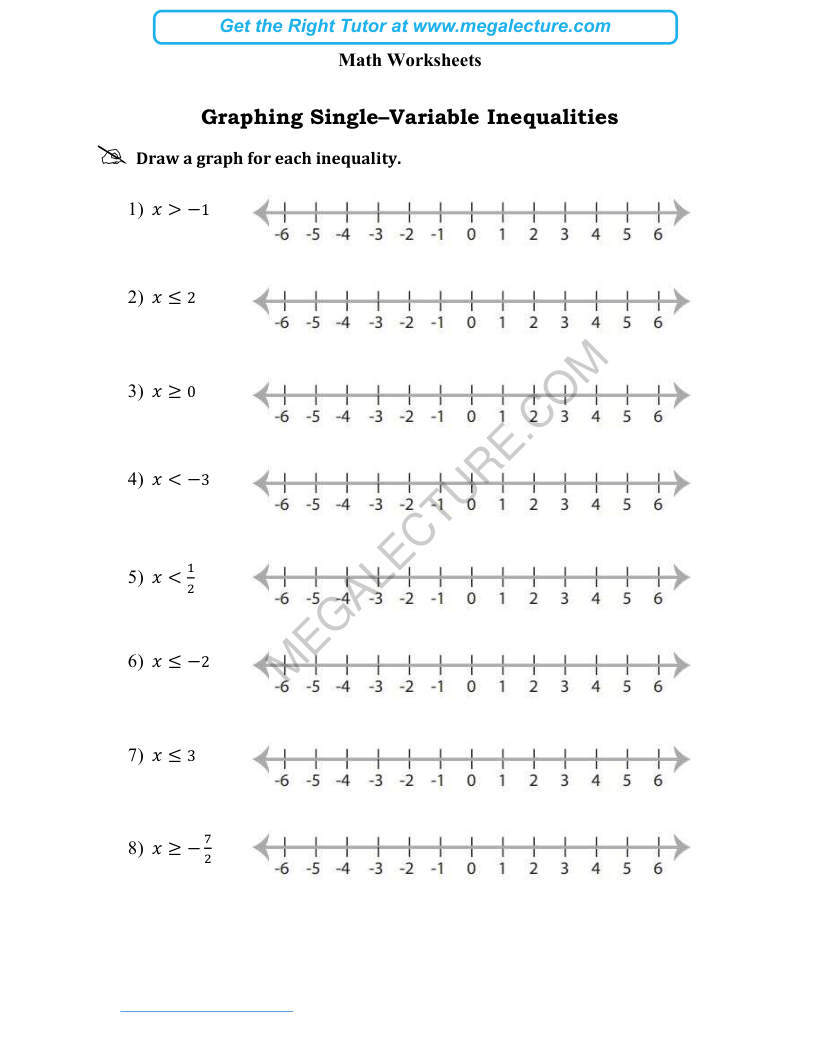 Page 1 of Graphing Single-Variable Inequalities