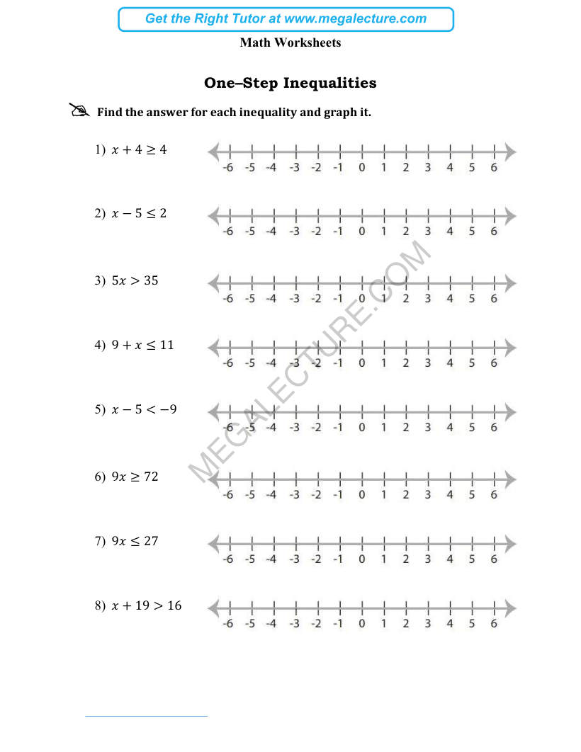 Page 1 of One-Step Inequalities