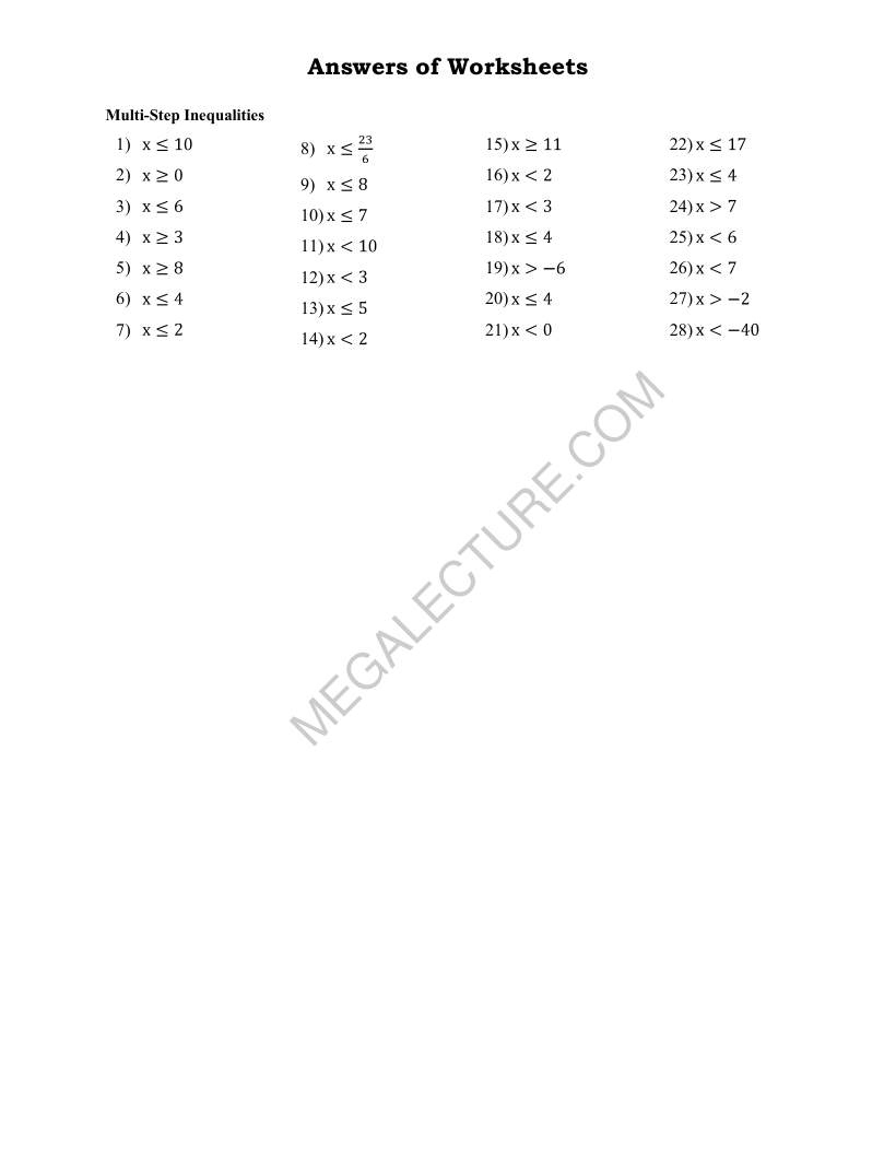 Page 2 of Multi Step Inequalities