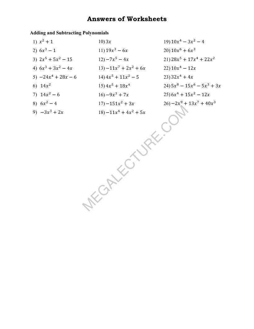 Page 2 of Adding And Subtracting Polynomials