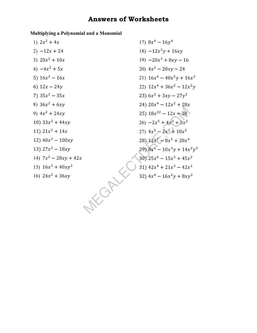 Page 2 of Multiplying A Polynomial And A Monomial