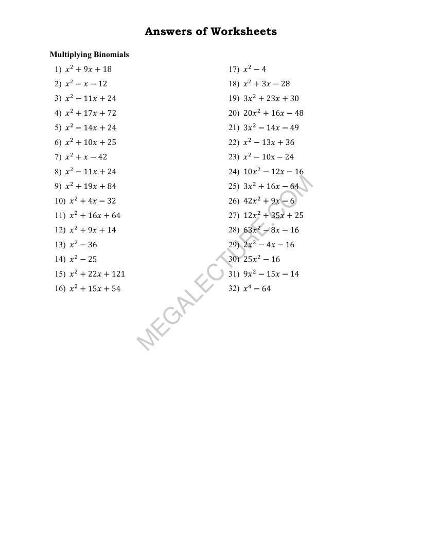 Page 2 of Multiplying Binomials