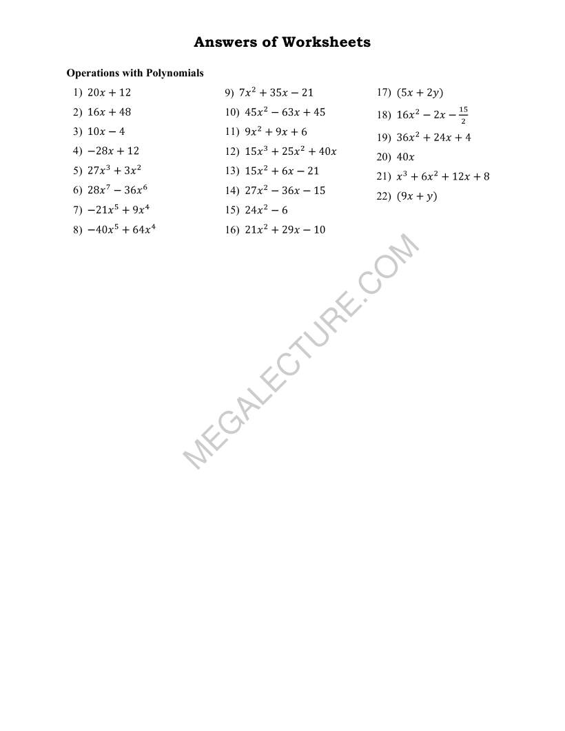 Page 2 of Operations With Polynomials