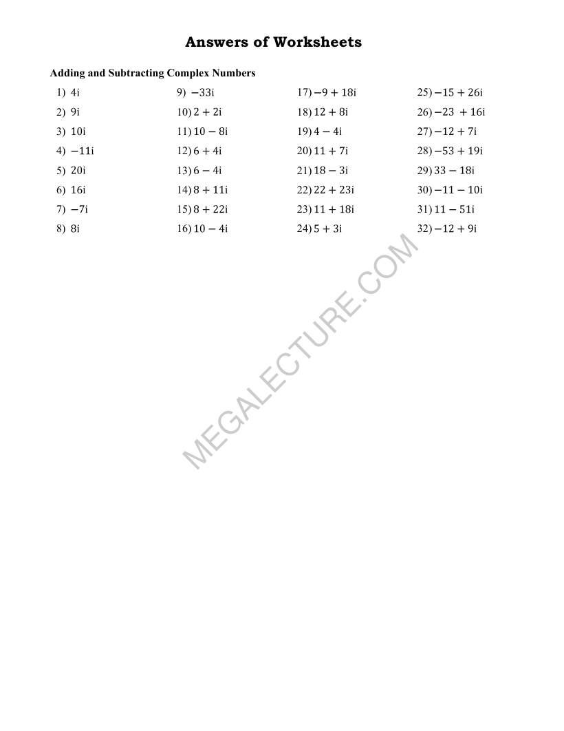Page 2 of Adding And Subtracting Complex Numbers