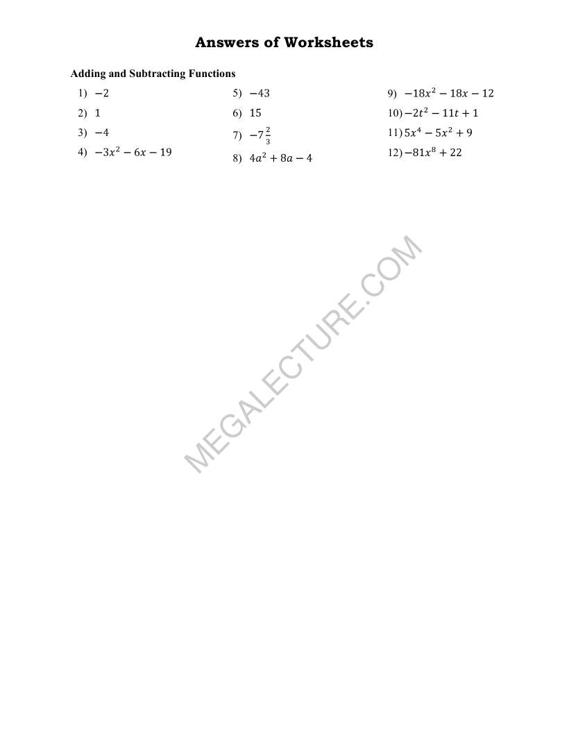Page 2 of Adding And Subtracting Functions