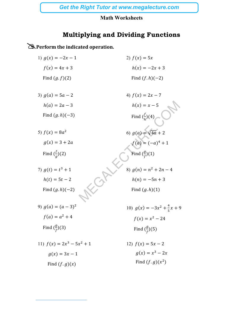 Page 1 of Multiplying And Dividing Functions