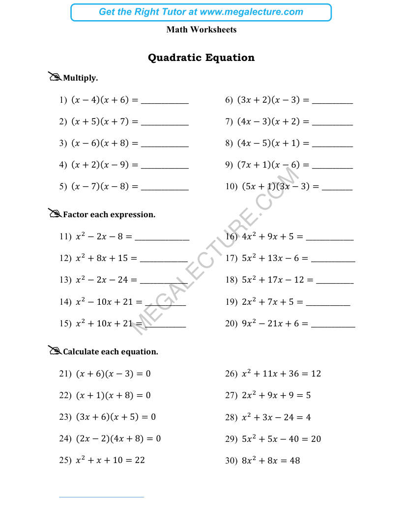 Page 1 of Quadratic Equation