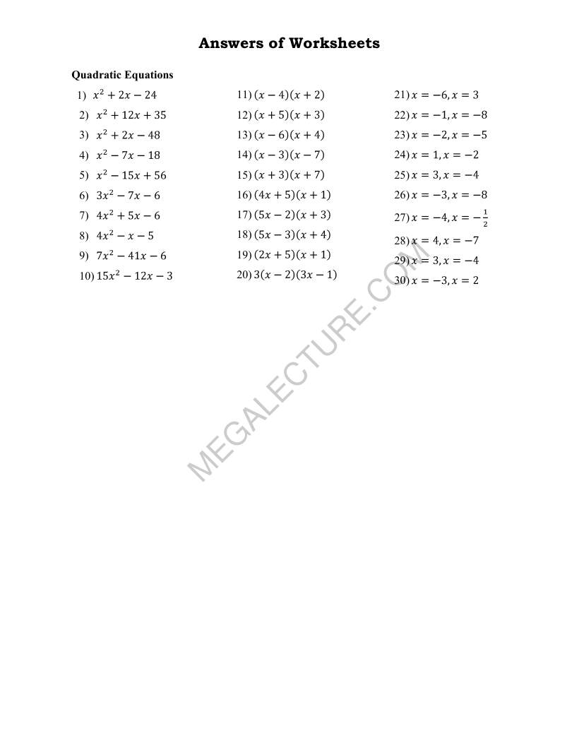 Page 2 of Quadratic Equation