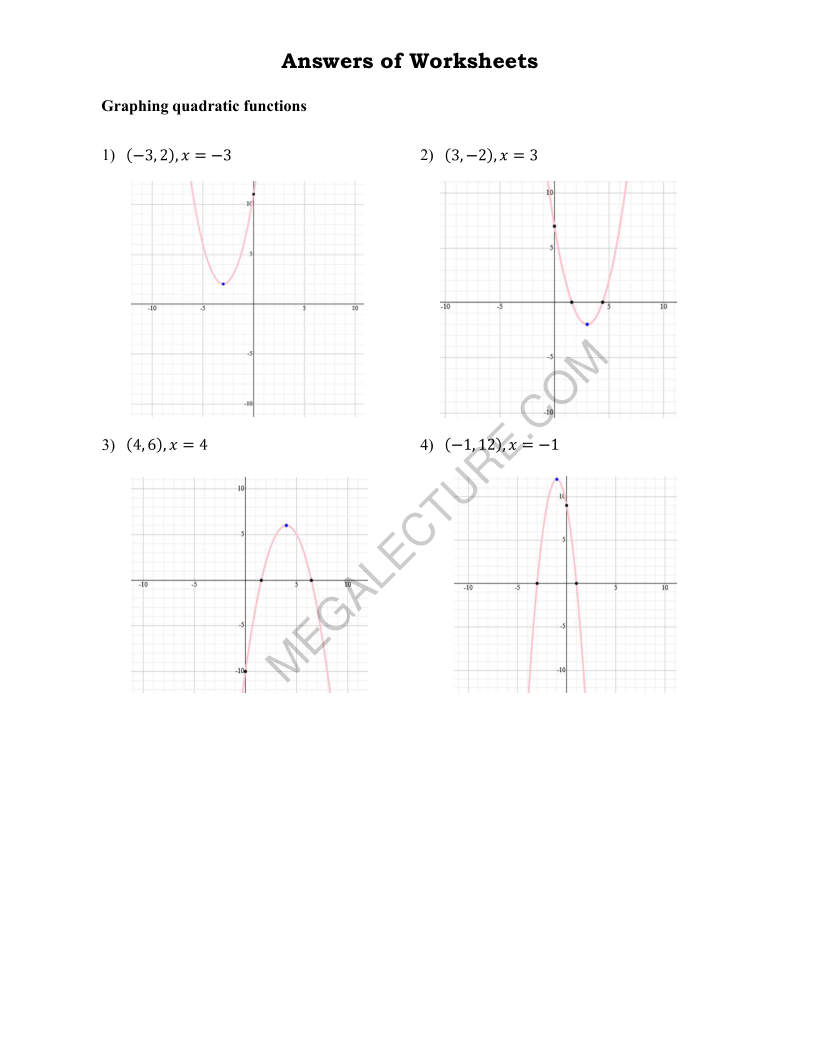 Page 2 of Graphing Quadratic Functions