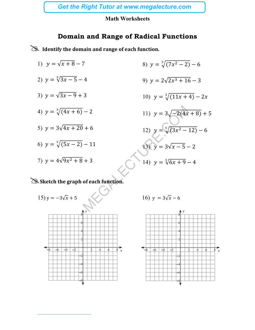 Page 1 of Domain And Range Of Radical Functions