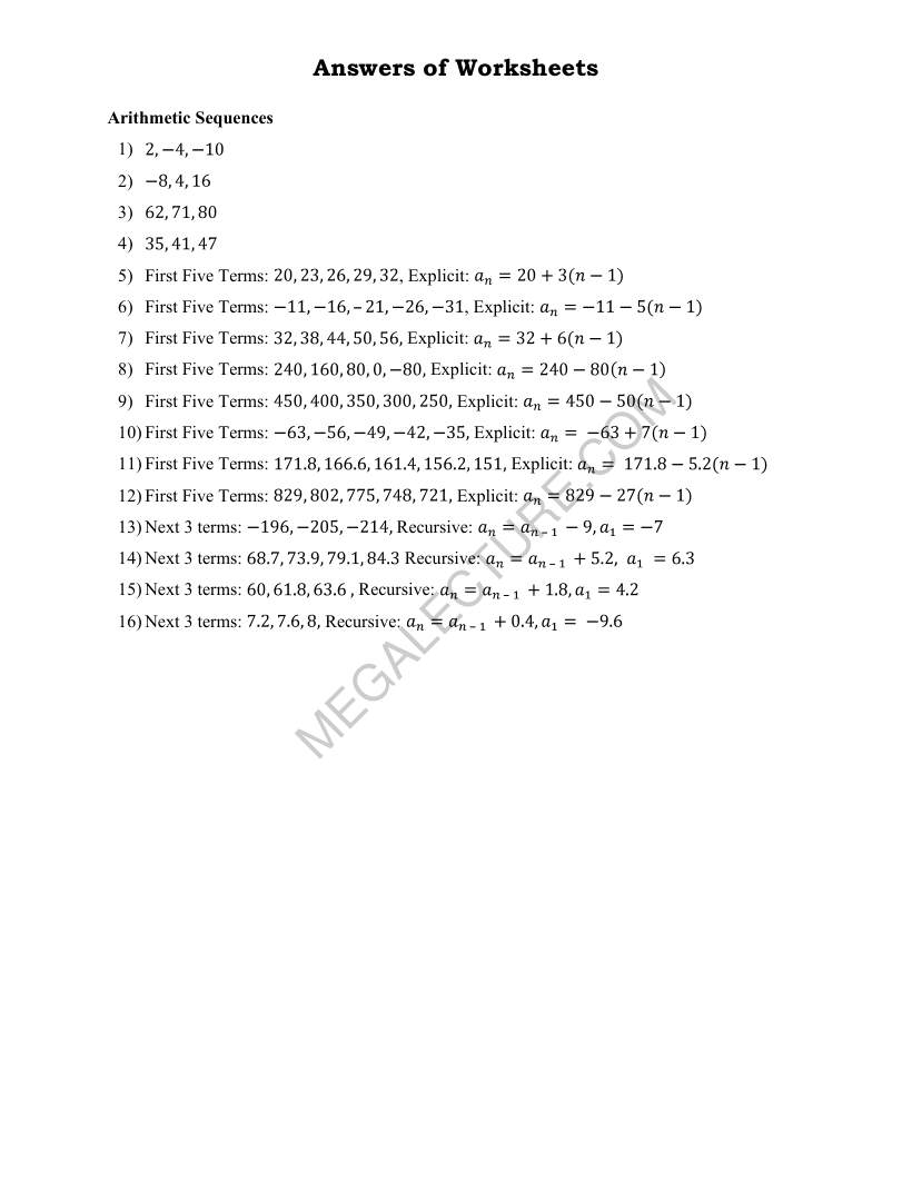 Page 2 of Arithmetic Sequences