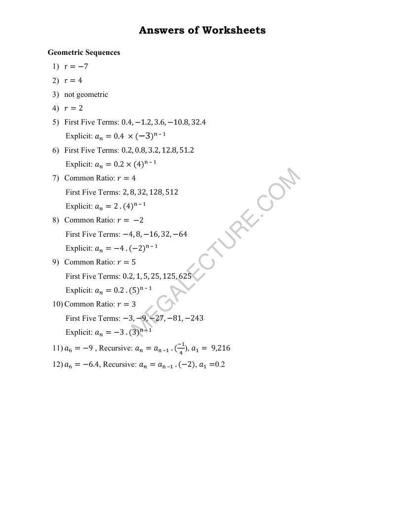 Page 2 of Geometric Sequences