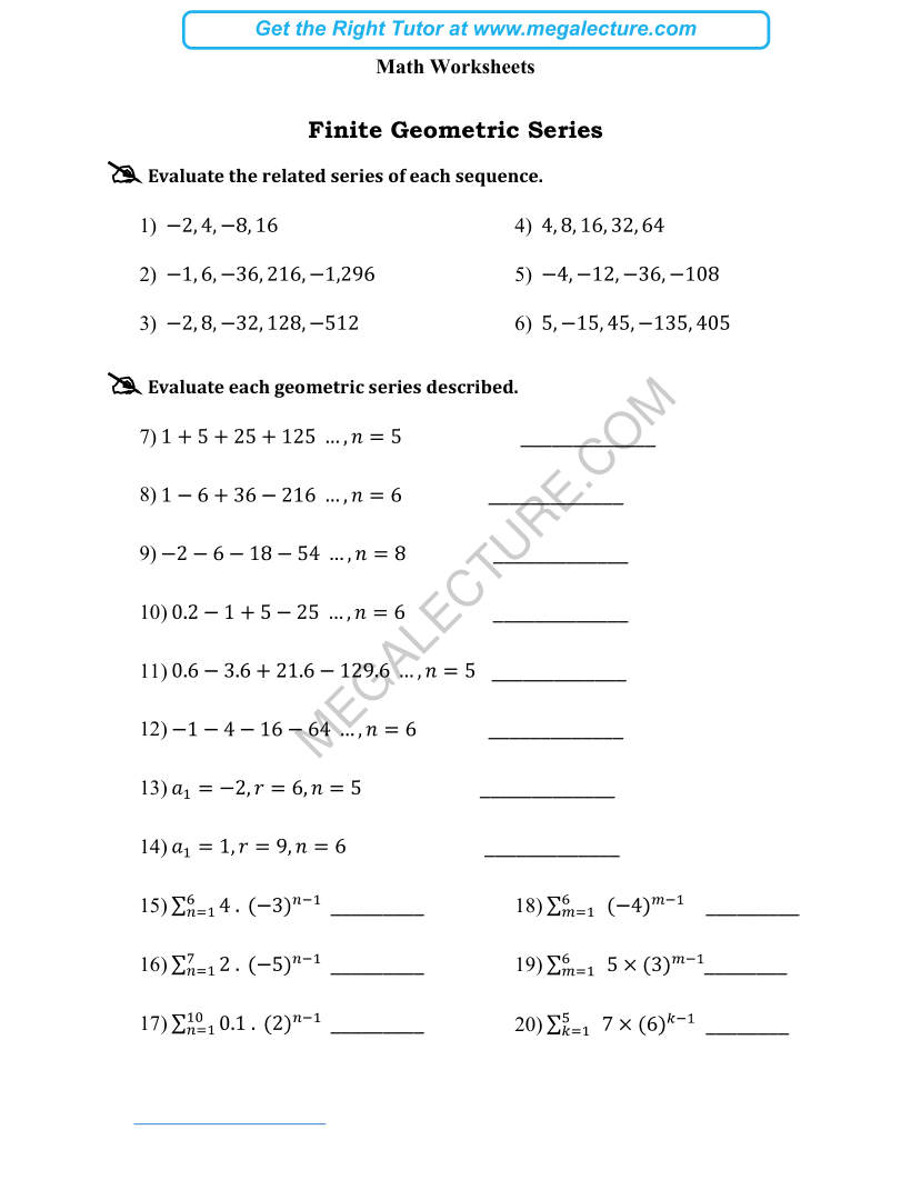 Page 1 of Finite Geometric Series