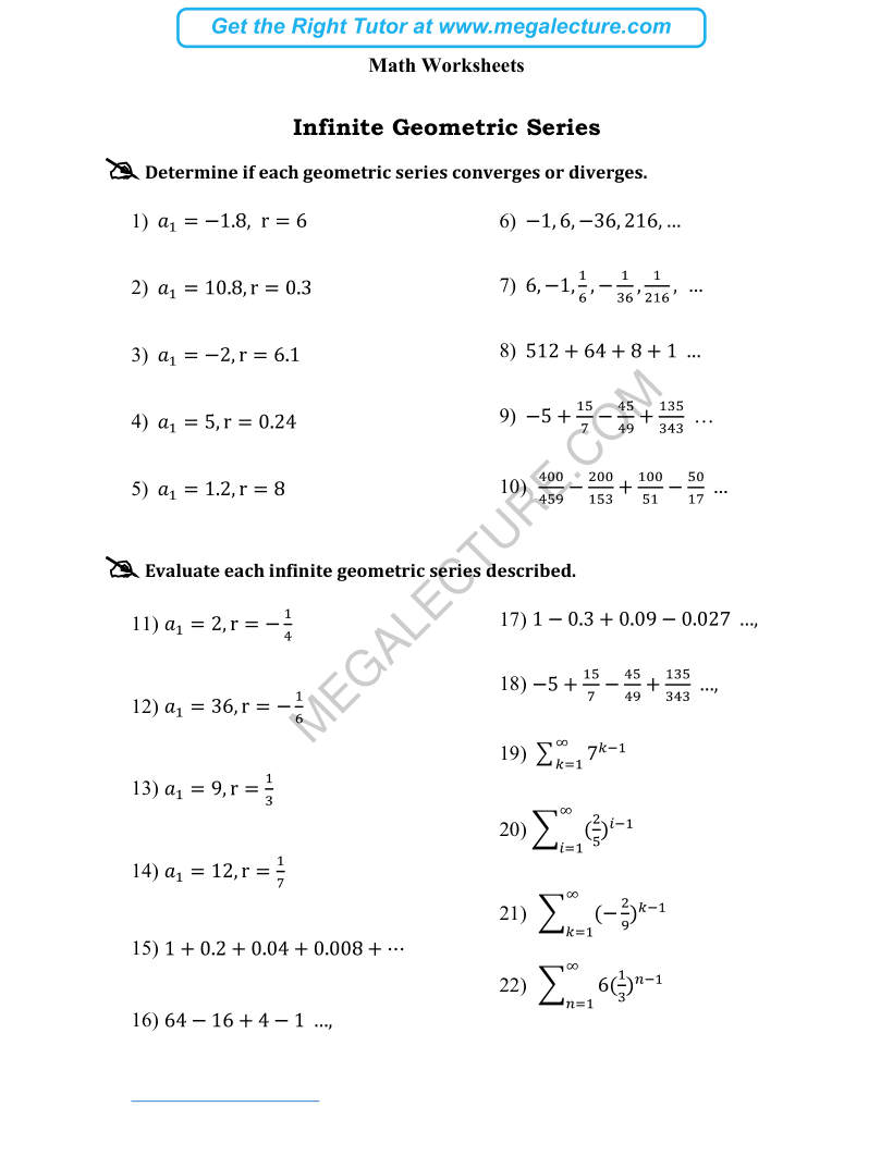 Page 1 of Infinite Geometric Series