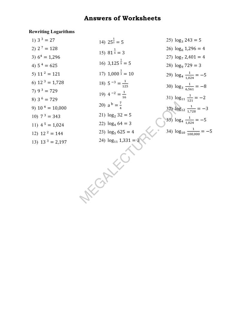Page 2 of Rewriting Logarithms