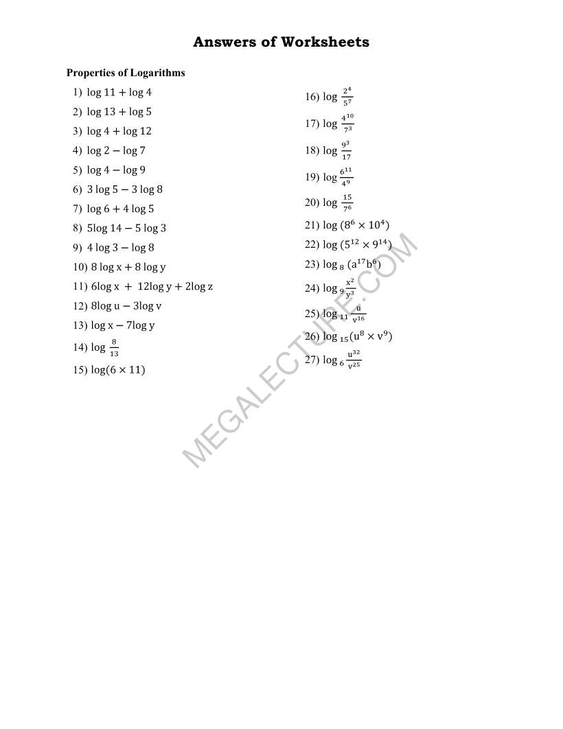 Page 2 of Properties Of Logarithms