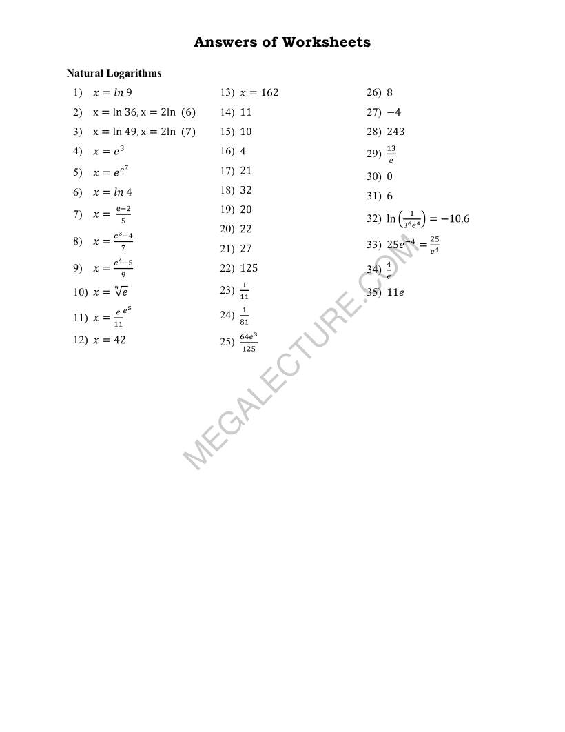 Page 2 of Natural Logarithms