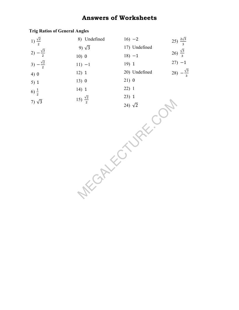 Page 2 of Trig Ratios Of General Angles