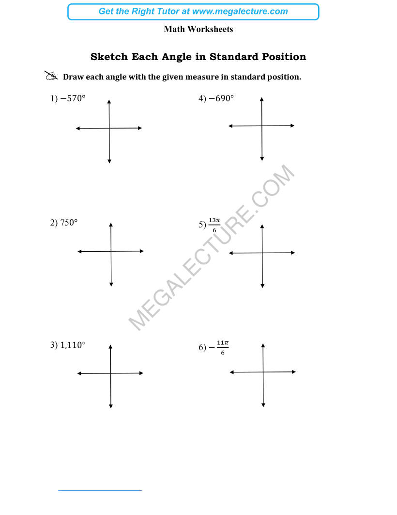Page 1 of Sketch Each Angle In Standard Position