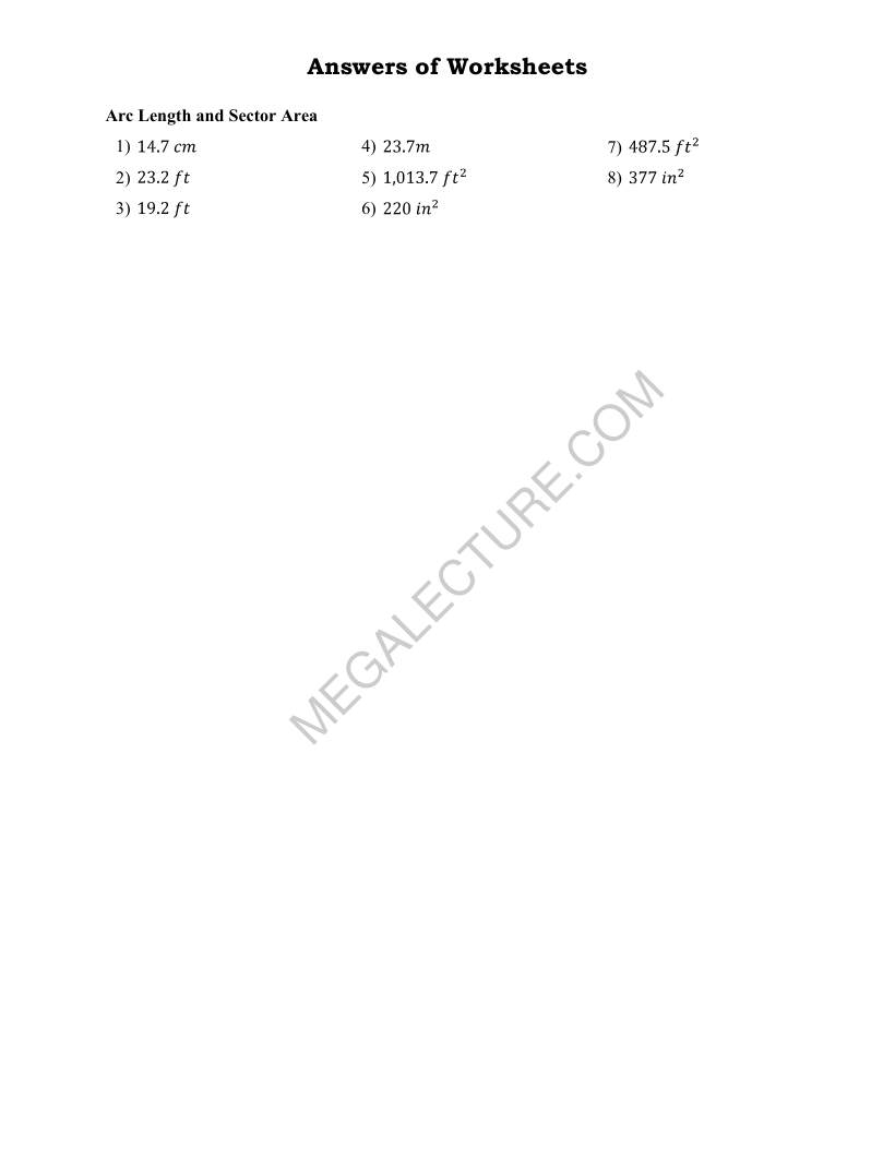 Page 2 of Arc Length And Sector Area