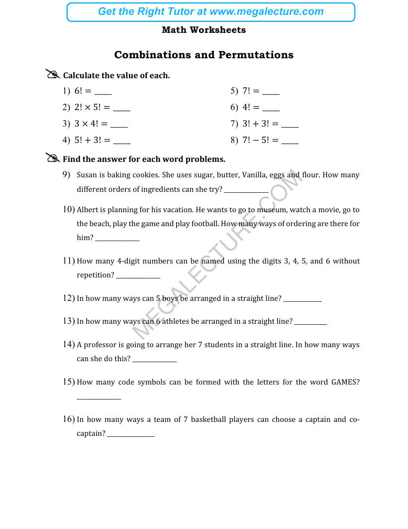 Page 1 of Combinations And Permutations