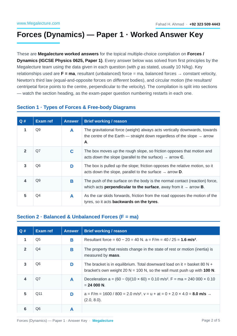 Page 2 of Answer Key