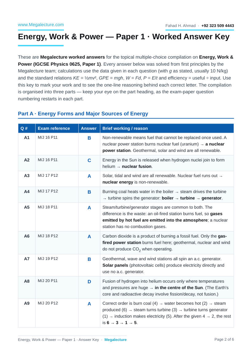 Page 2 of Answer Key