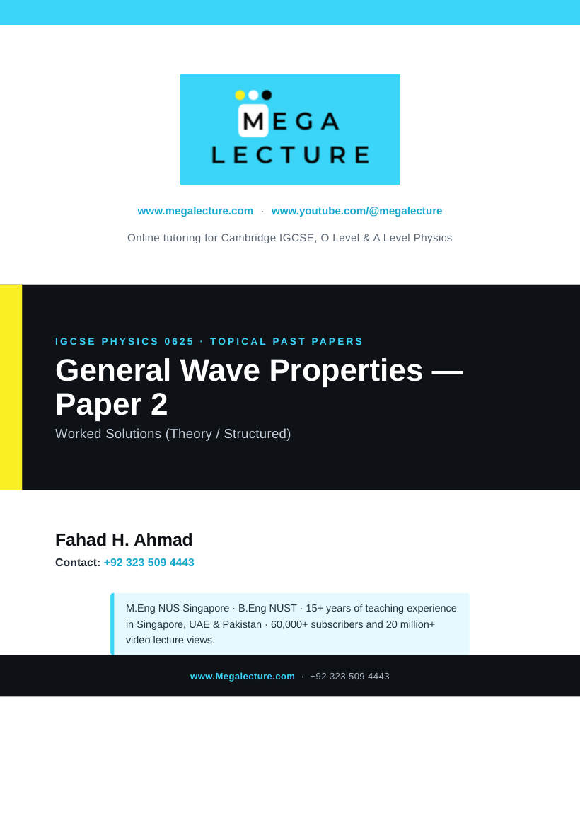 Page 1 of IGCSE Physics General Wave Properties: Paper 2 Worked Solutions