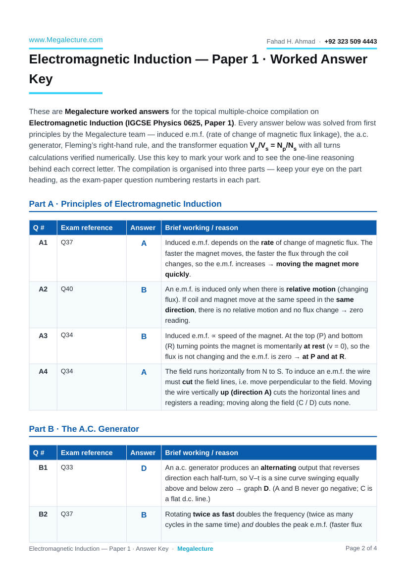 Page 2 of Answer Key