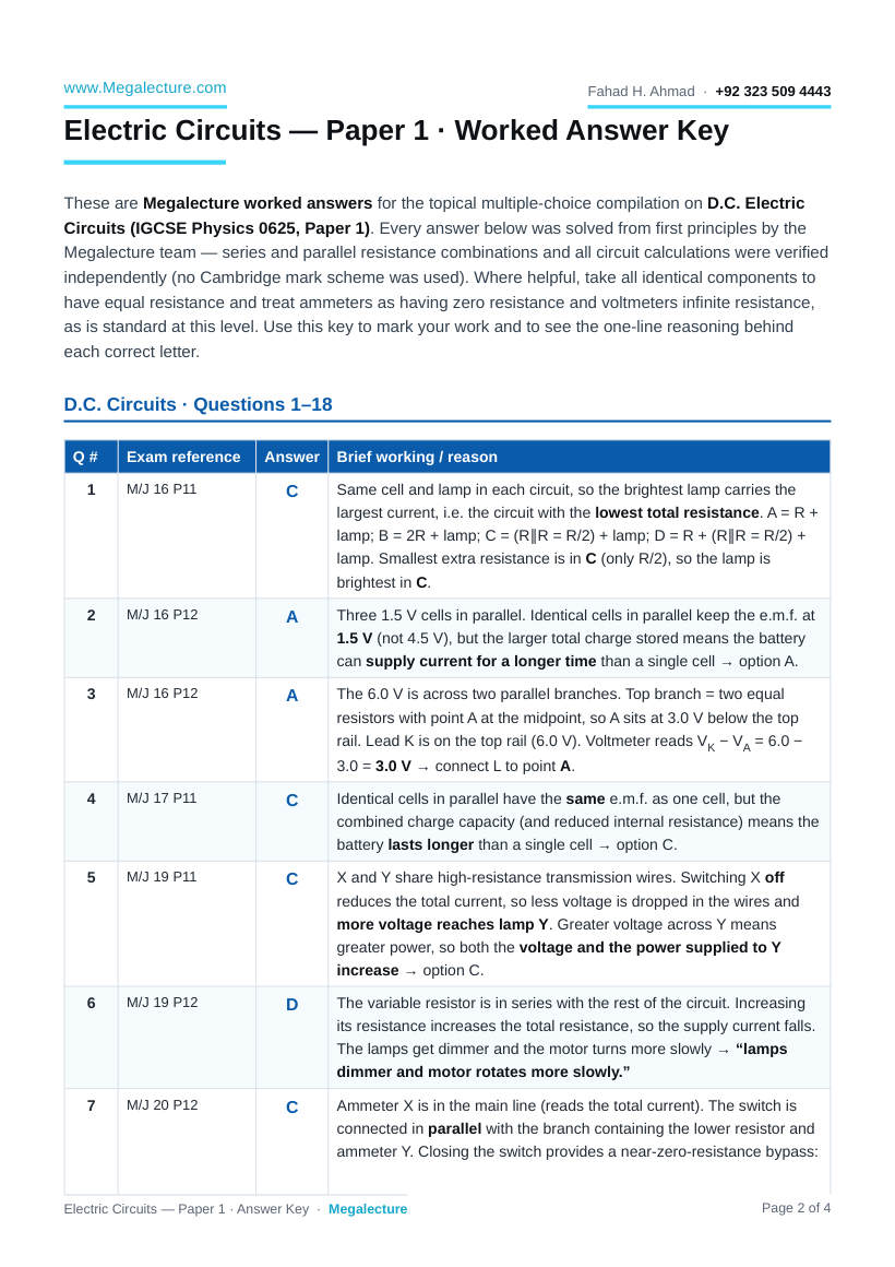 Page 2 of Answer Key