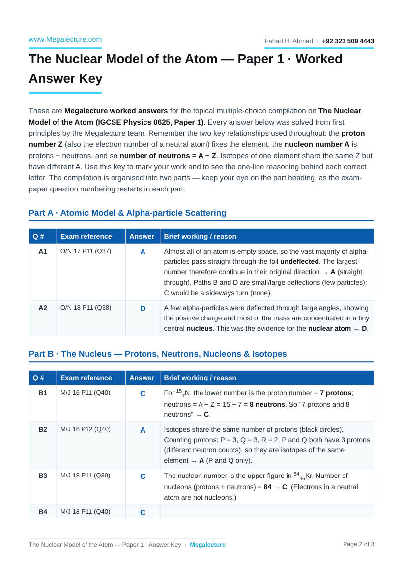 Page 2 of Answer Key