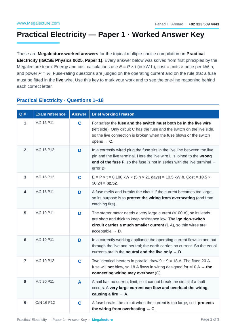 Page 2 of Answer Key