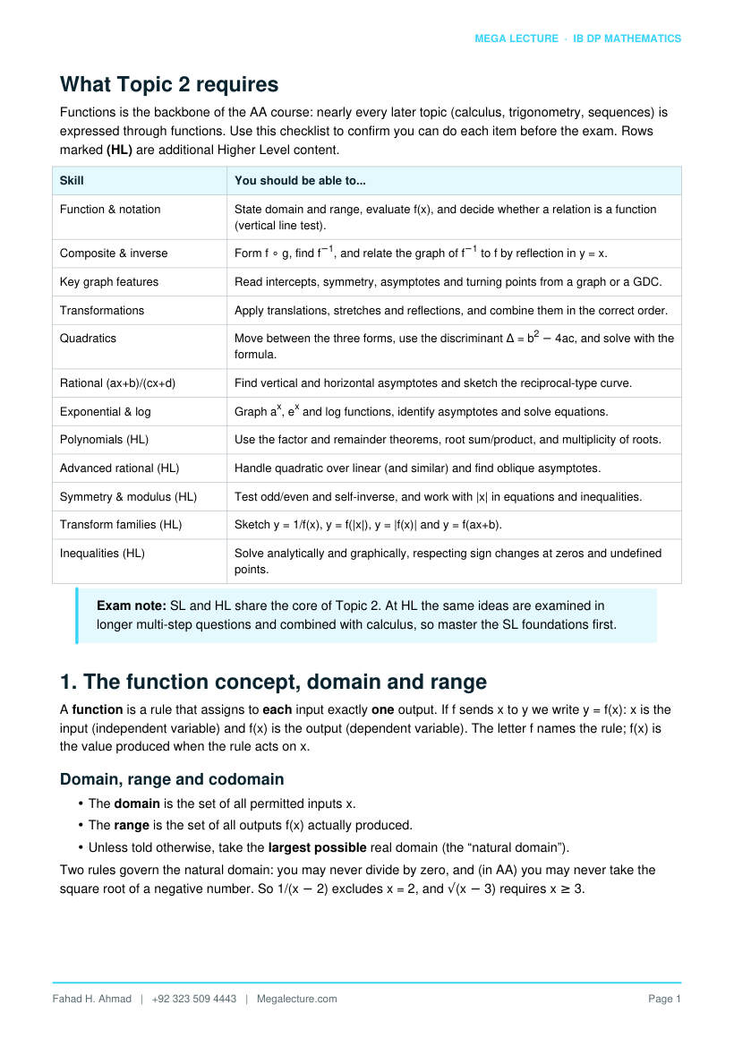 Page 2 of Topic 2: Functions