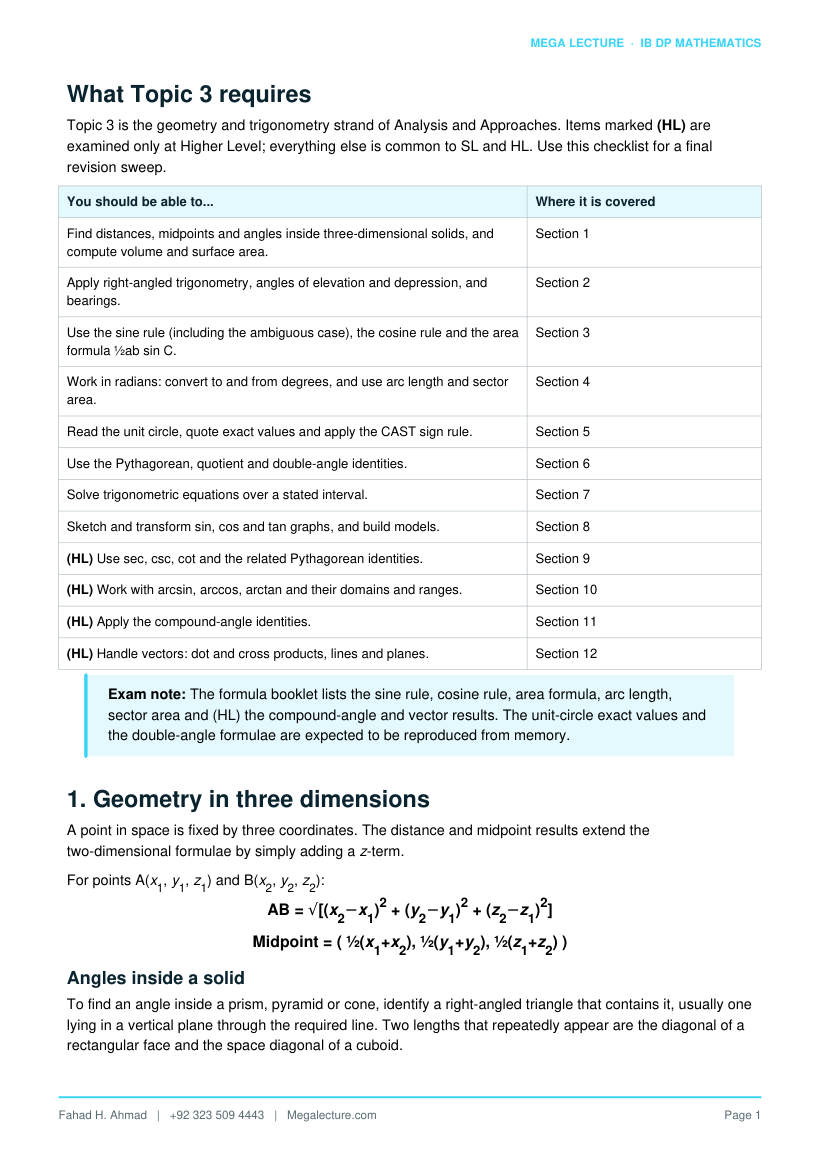 Page 2 of Topic 3: Geometry and Trigonometry