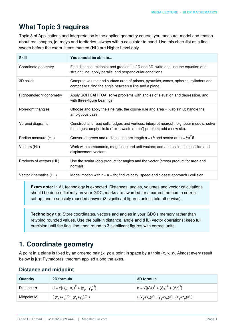 Page 2 of Topic 3: Geometry and Trigonometry