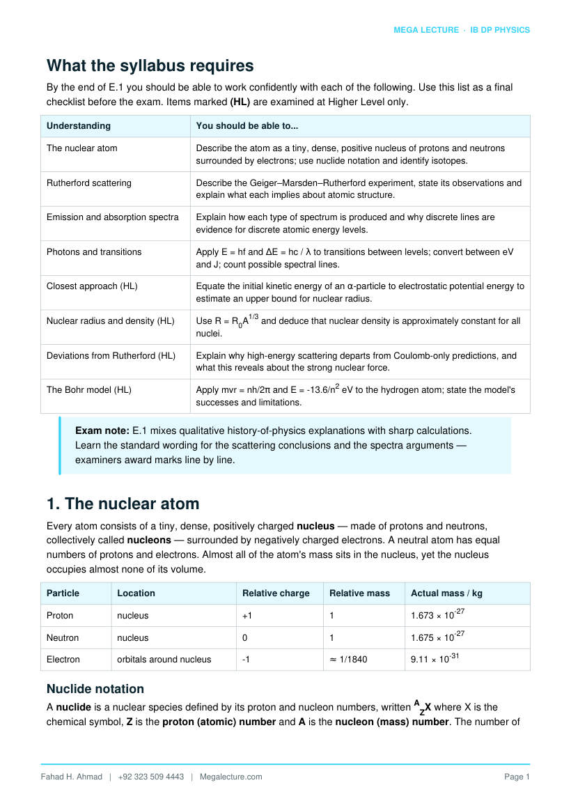 Page 2 of E.1 Structure of the Atom