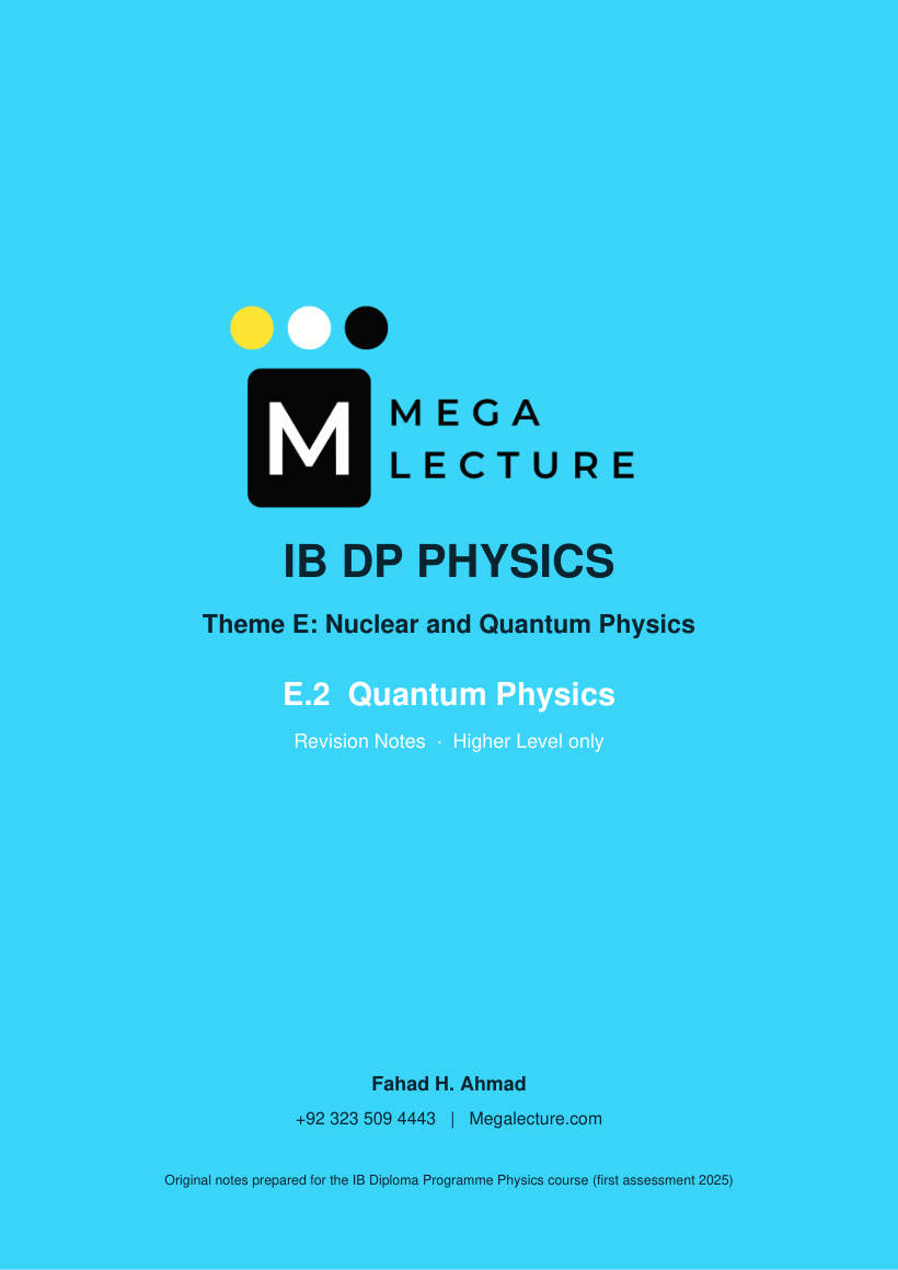 Page 1 of E.2 Quantum Physics (HL)
