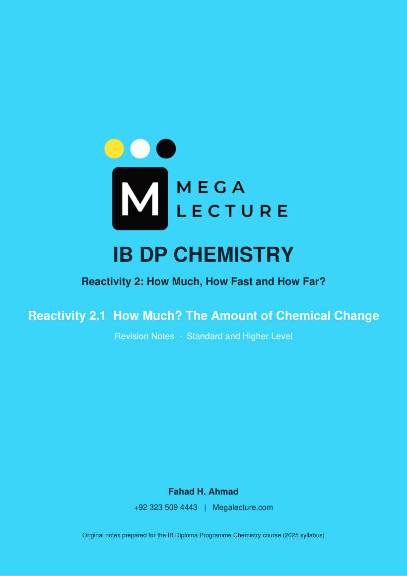 Page 1 of Reactivity 2.1 How Much? The Amount of Chemical Change