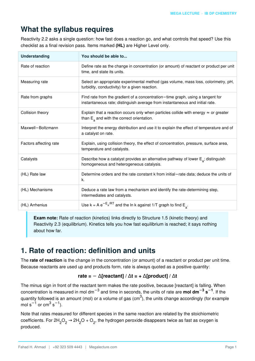 Page 2 of Reactivity 2.2 How Fast? The Rate of Chemical Change