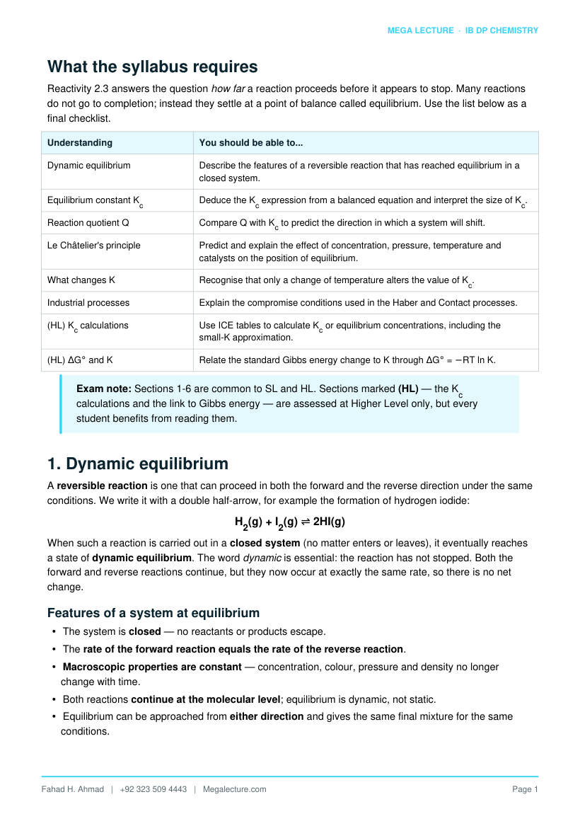 Page 2 of Reactivity 2.3 How Far? The Extent of Chemical Change