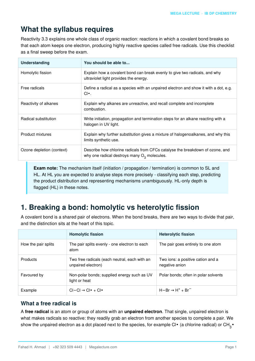 Page 2 of Reactivity 3.3 Electron Sharing Reactions