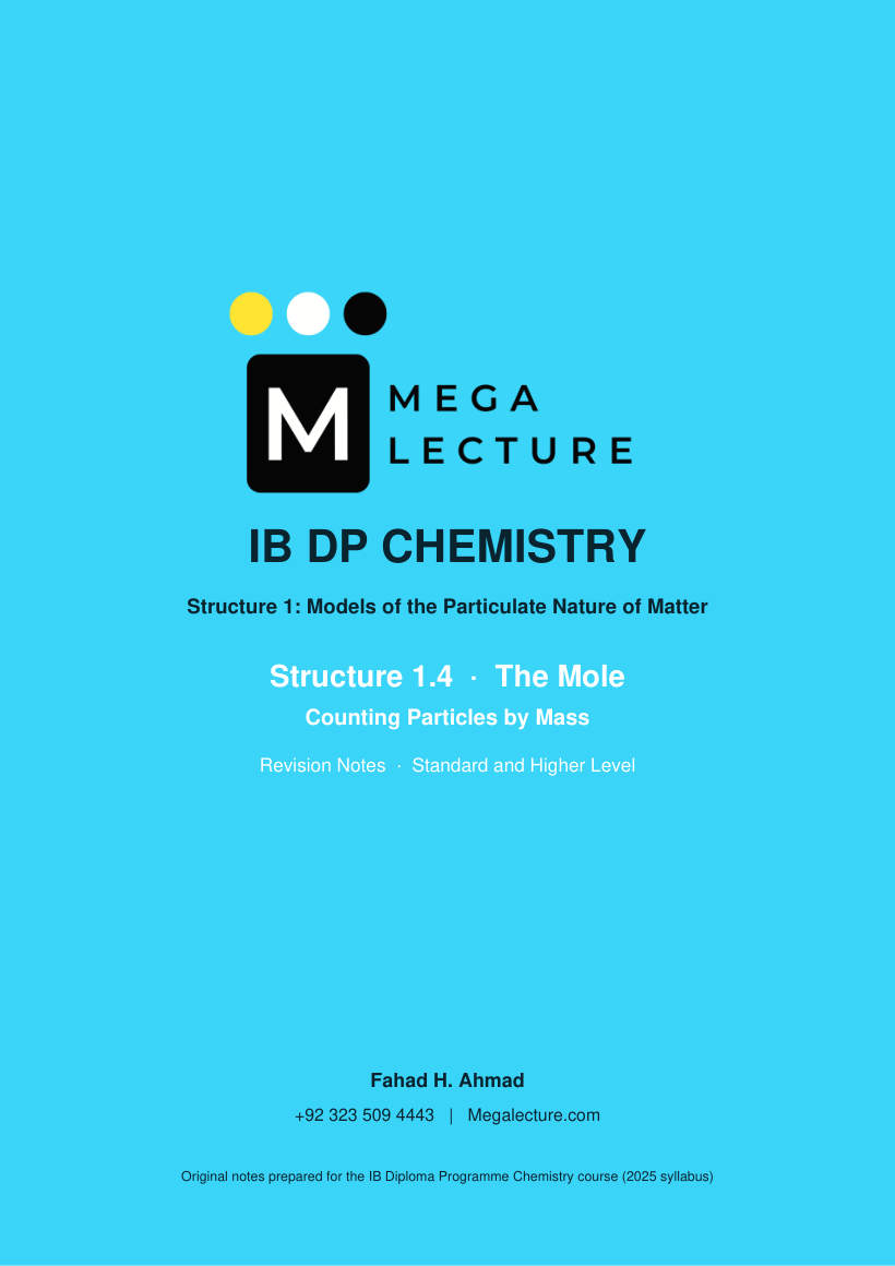 Page 1 of Structure 1.4 Counting Particles by Mass: The Mole