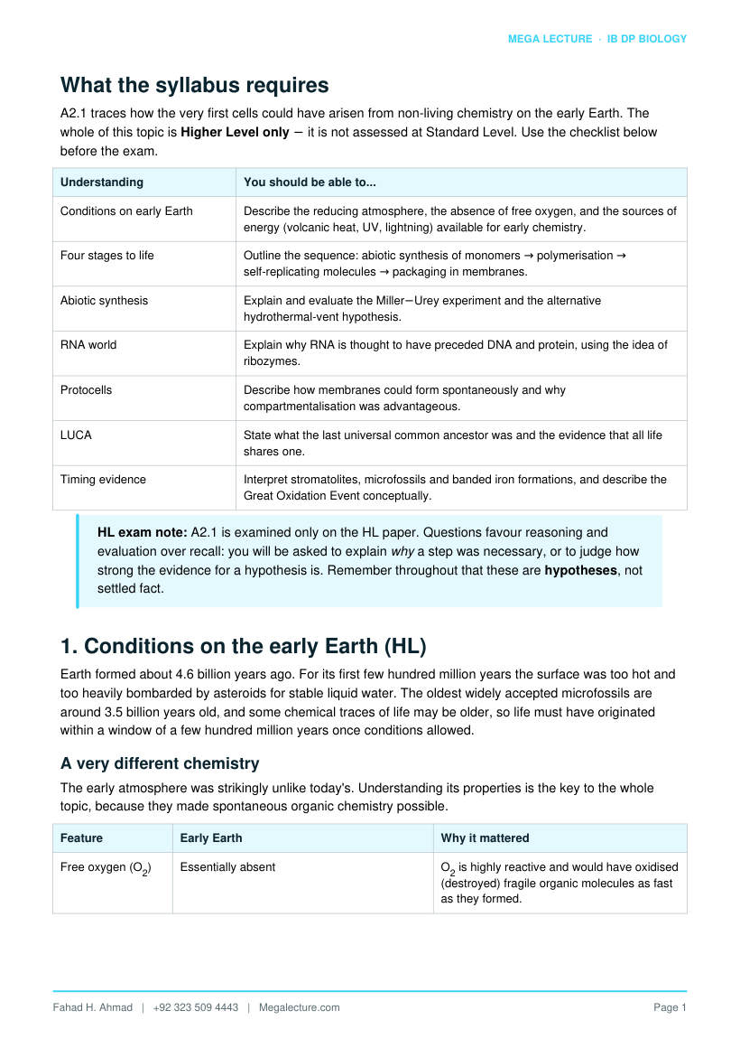 Page 2 of A2.1 Origins of Cells (HL)