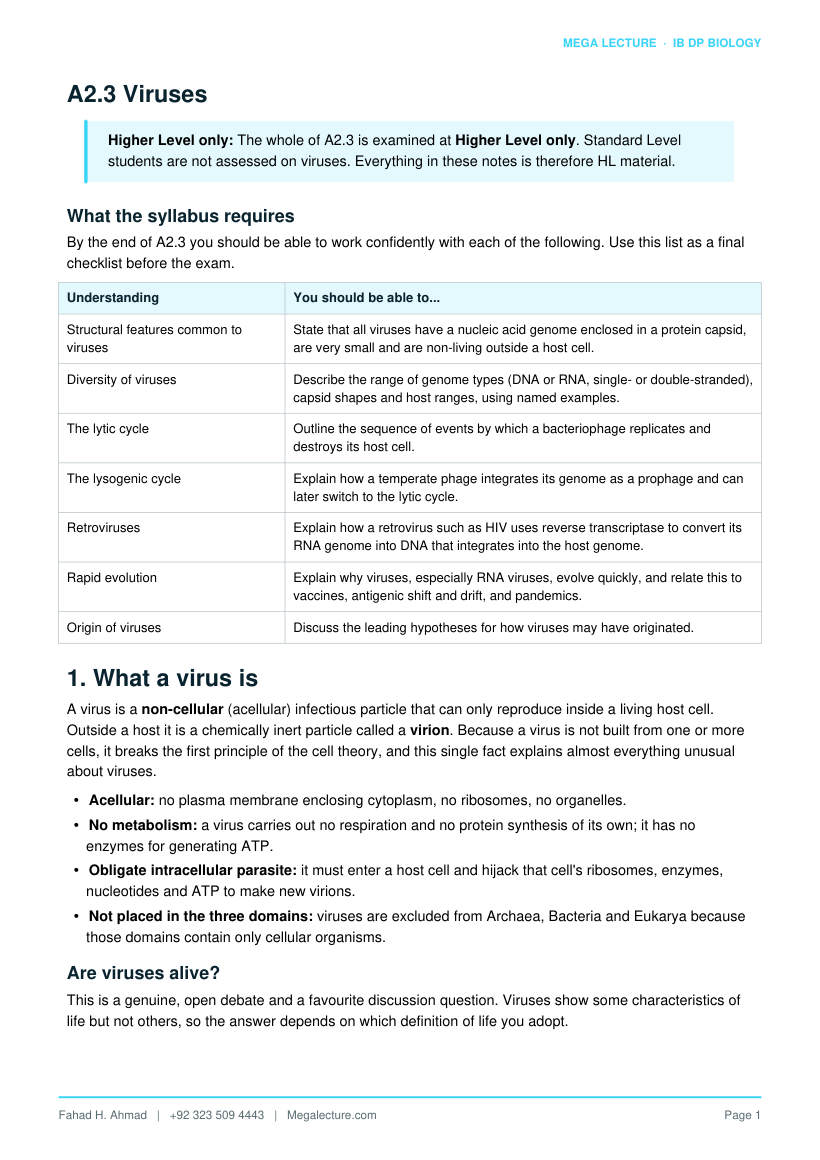 Page 2 of A2.3 Viruses (HL)