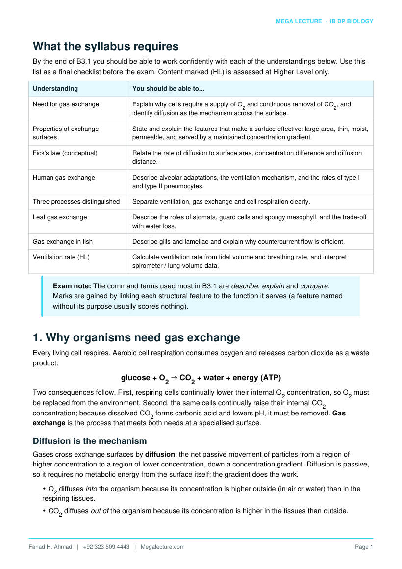 Page 2 of B3.1 Gas Exchange