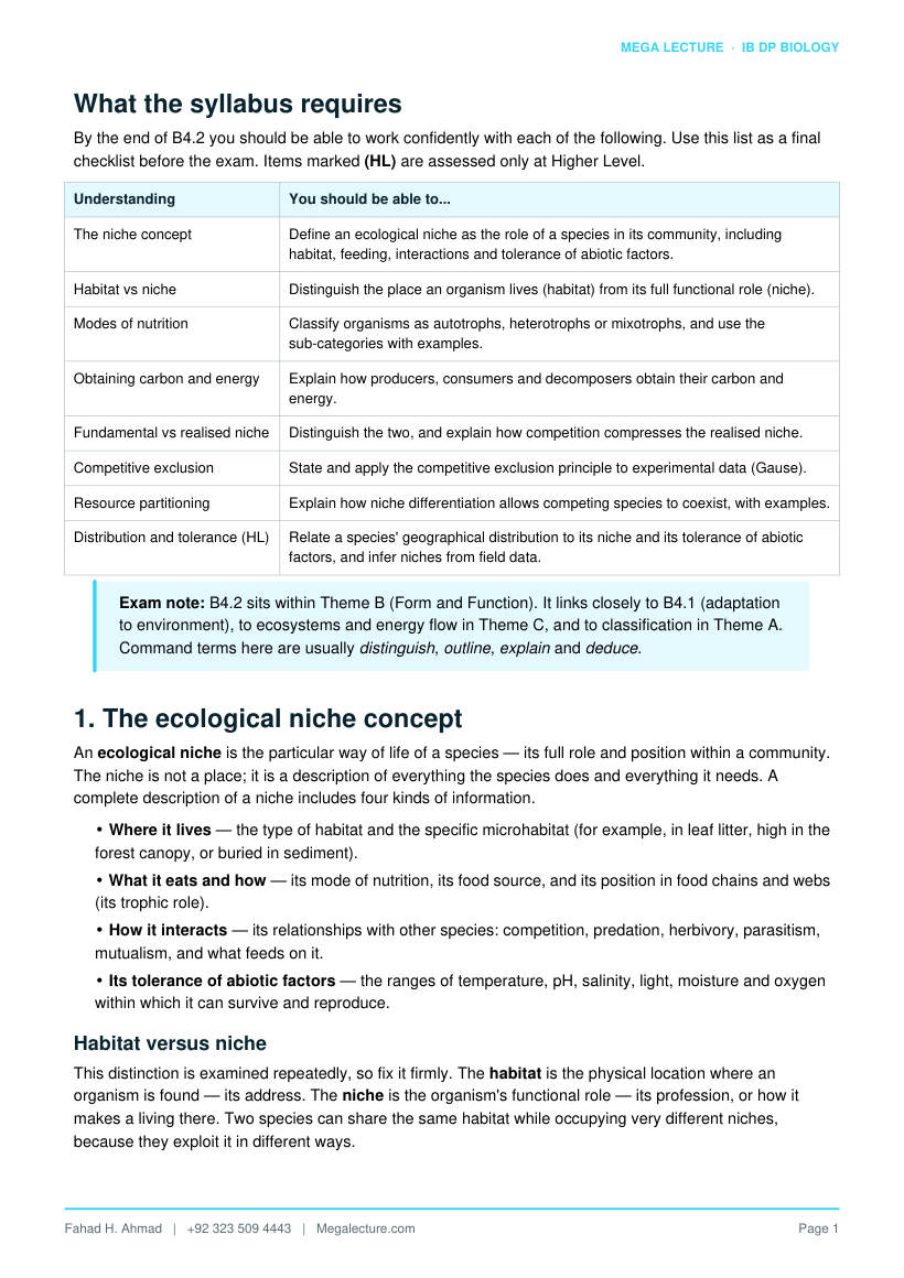Page 2 of B4.2 Ecological Niches