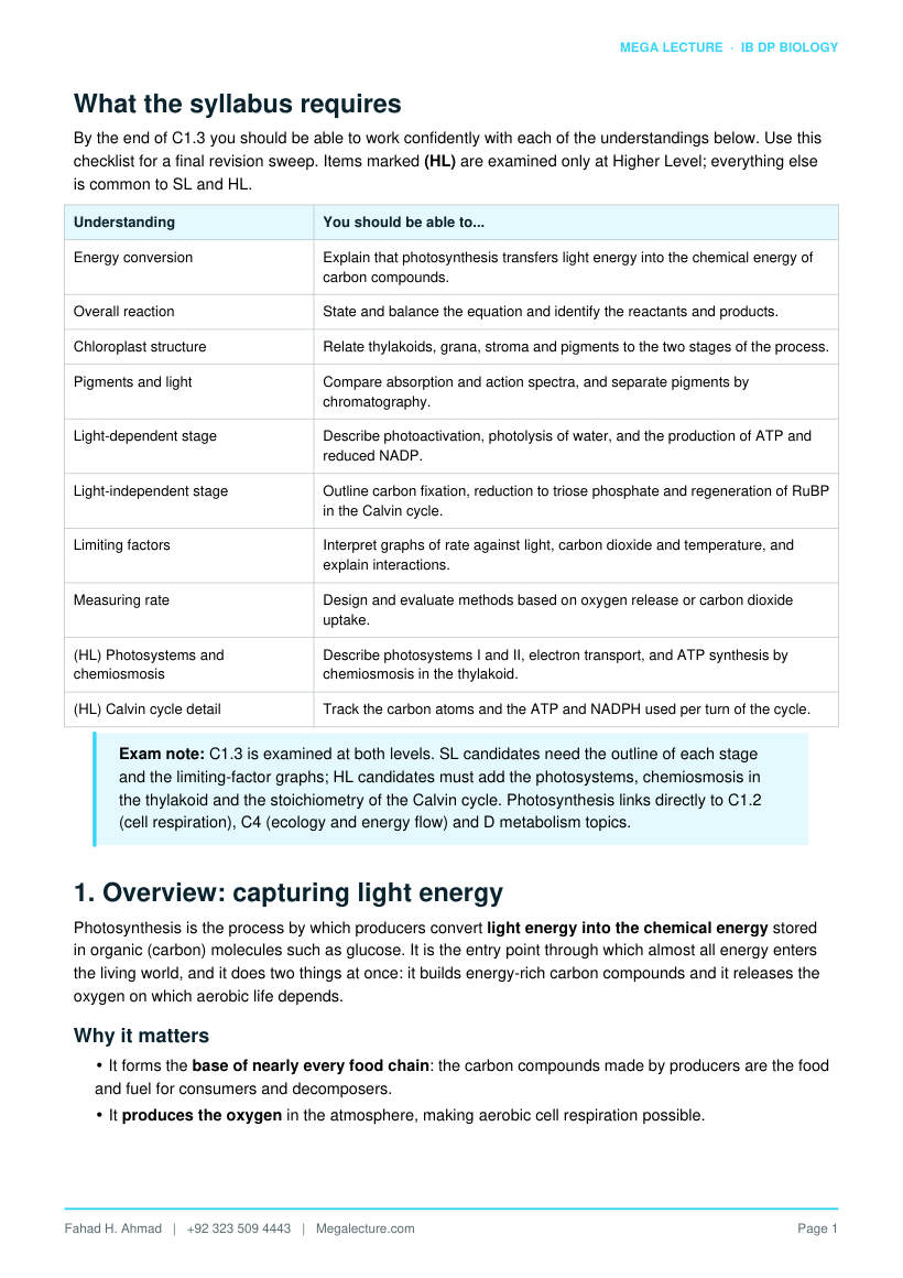 Page 2 of C1.3 Photosynthesis