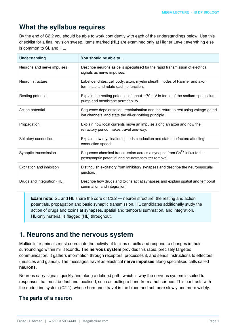 Page 2 of C2.2 Neural Signalling