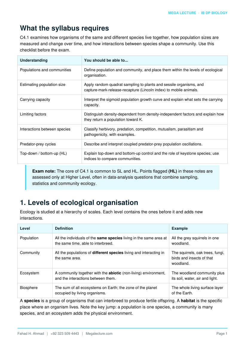 Page 2 of C4.1 Populations and Communities