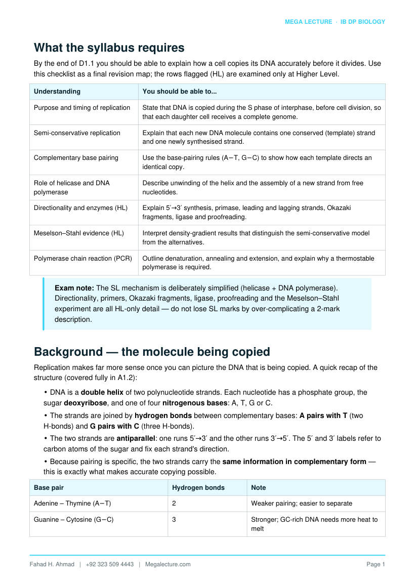 Page 2 of D1.1 DNA Replication
